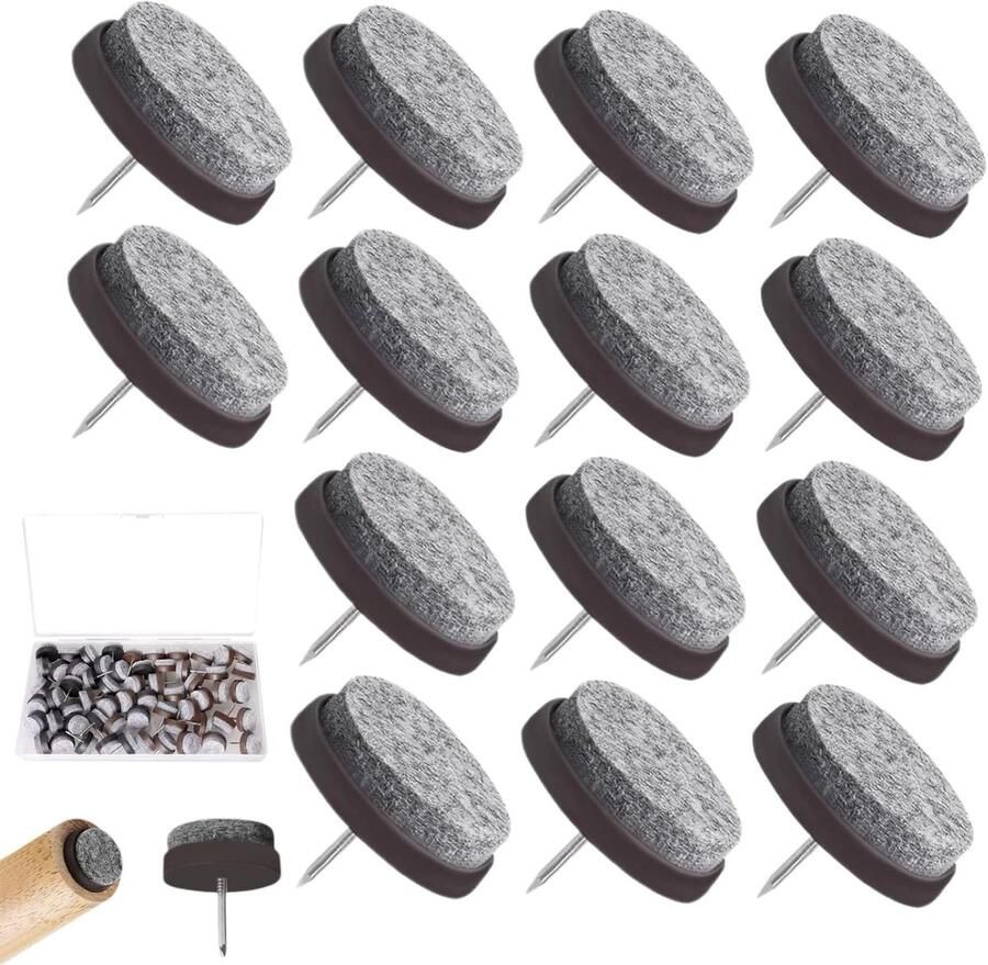 Viltdoppen voor stoelen diameter 22 mm vloerbescherming viltdoppen met spijker opbergdoos bescherming voor parket en laminaat meubels tafel- en stoelpoten 61 stuks meubelbescherming vloeraccessoires