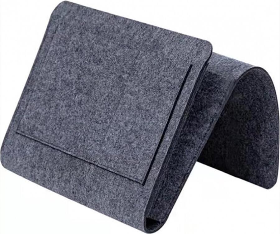 Vilten bedzak 32*20*10cm 5 zakken Opbergvak aan het bed en bank organizer Bank opbergzak donkergrijs hangende voor boek tablet telefoon iPad bril en anderen