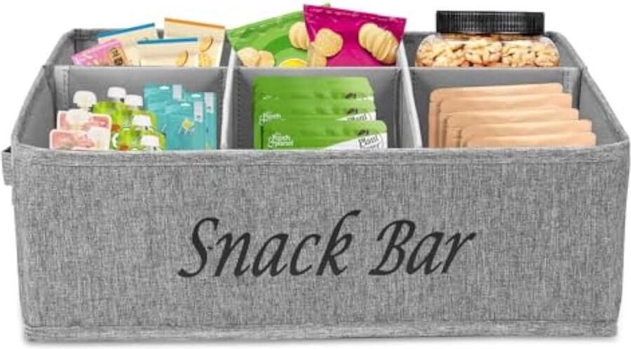 Vilten mand snack opslag snoepopbergdoos met 6 vakken aparte snack-organizer van stof snackhouder voor planken kasten huis kantoor 40 x 26 x 17 cm