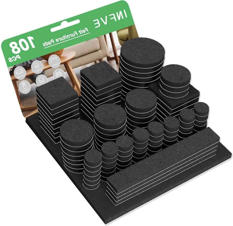 Vilten meubelpads set van 108 zelfklevende hardhouten vloerbeschermers meubelschuifregelaars stoelen tafel bed bescherming parket laminaat Vloerbeschermer
