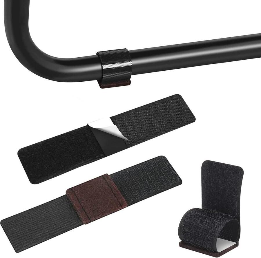 Ezprotekt 32 stuks vilten meubelpads haak- en lussluitingen sledestoel wrap-around vloerspaarders vloerglijders buisbeschermers voorkomen vloerkrassen rails roest zwart