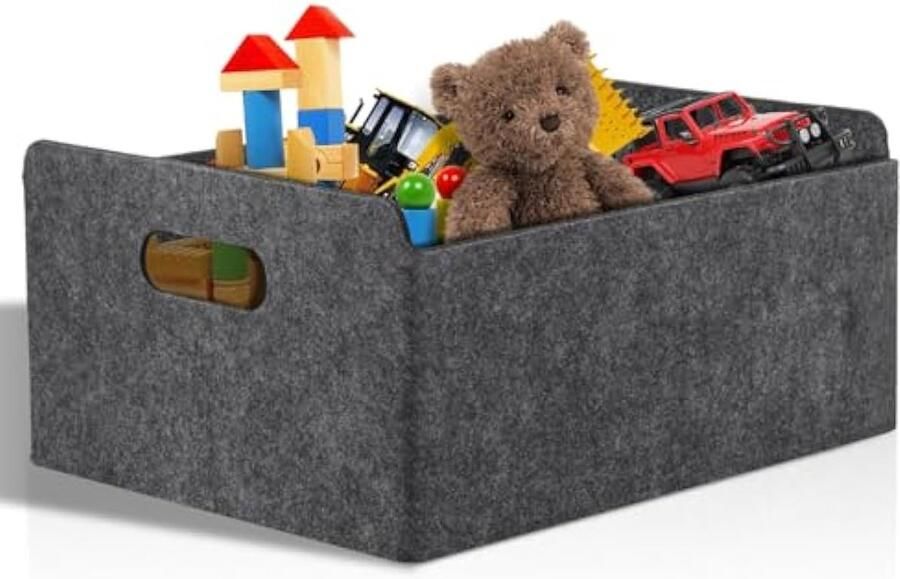 Vilten opbergmand opvouwbare stoffen opbergdoos met handvat kledingkast opbergdozen lade-organizer kleding kleine grijze opbergmand voor planken slaapkamer kantoor