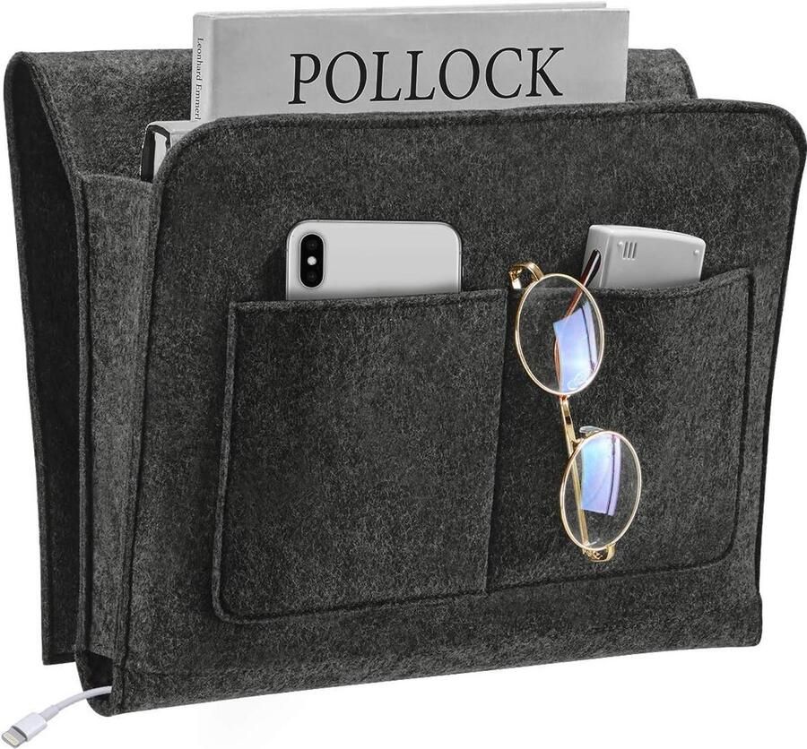 Vilten opbergtas voor aan het bed opbergtas voor aan het bed handig ontwerp sterk en duurzaam hoge slijtvastheid sterk draagvermogen grijs