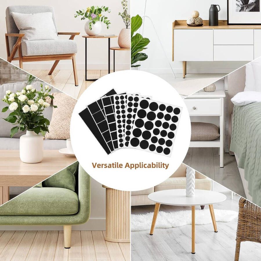 Vilten Pads Voor Meubels 191 Stuks Premium Meubelvilt Zelfklevend Vilten Pads voor Stoelpoten Vilt voor Stoelen Houten Vloerbeschermers 9 Maten Inclusief Siliconen Buffer Zwart