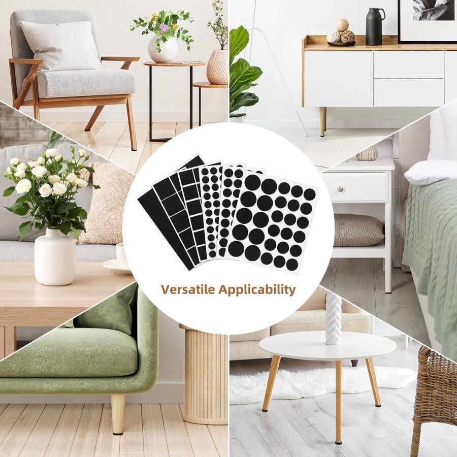 Vilten Pads Voor Meubels 191 Stuks Premium Meubelvilt Zelfklevend Vilten Pads voor Stoelpoten Vilt voor Stoelen Houten Vloerbeschermers 9 Maten Inclusief Siliconen Buffer Zwart