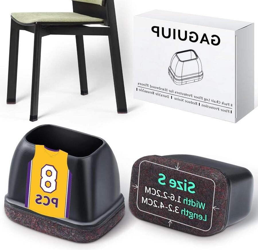 Vilten stoelpoot-vloerbeschermers rechthoekige stoelpootdoppen Set van 8 zwart voor bed en stoel meubelpootbeschermers barkruk-vloerbeschermers hardhouten vloeren lengte 32-42 mm breedte 16-22 mm Vloerbeschermer