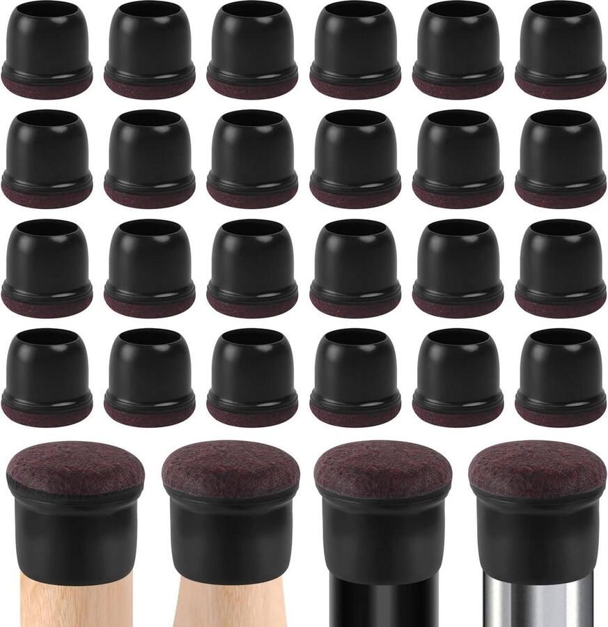 Vilten stoelpootdoppen 1 2 inch beschermdoppen stoel bank meubelpoten hoge kruk bureaustoelen barkruk 24 zwarte rechthoeken stoelpootbeschermers hardhouten vloeren vrij