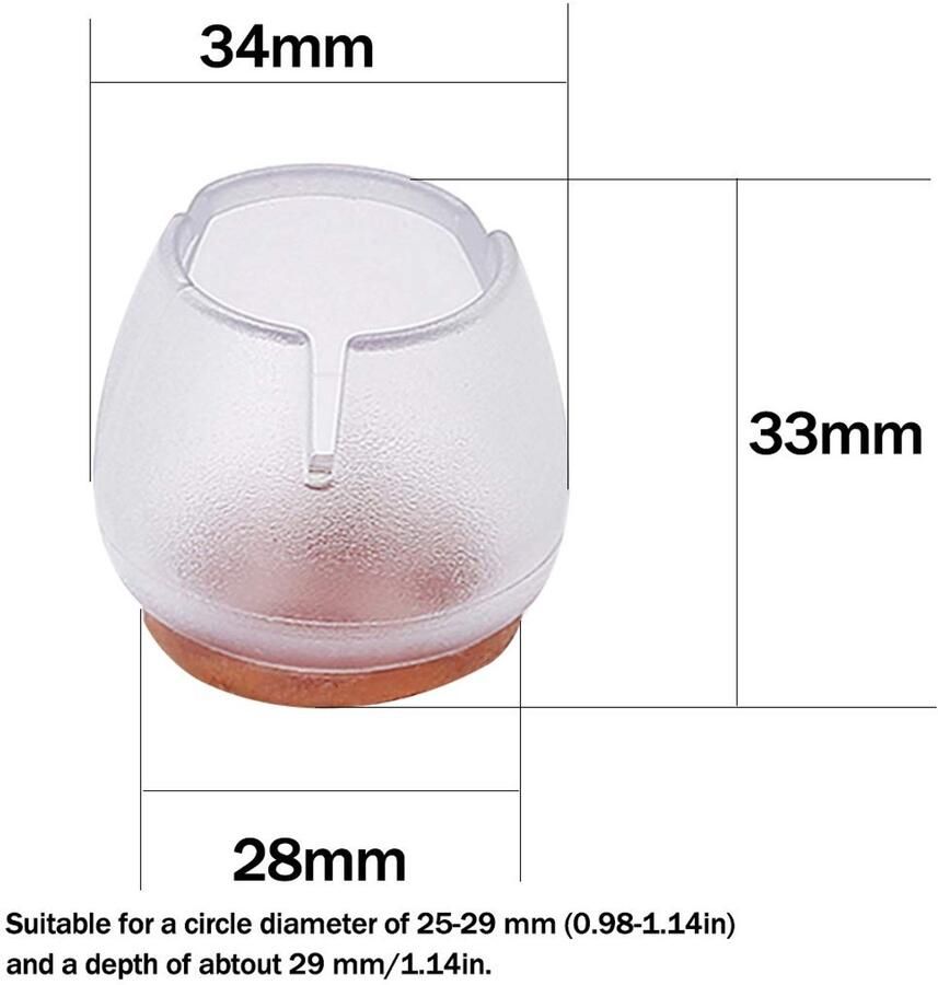 Vilten Stoelpootdoppen Bescherming voor Meubels Set van 8 Zacht en Duurzaam