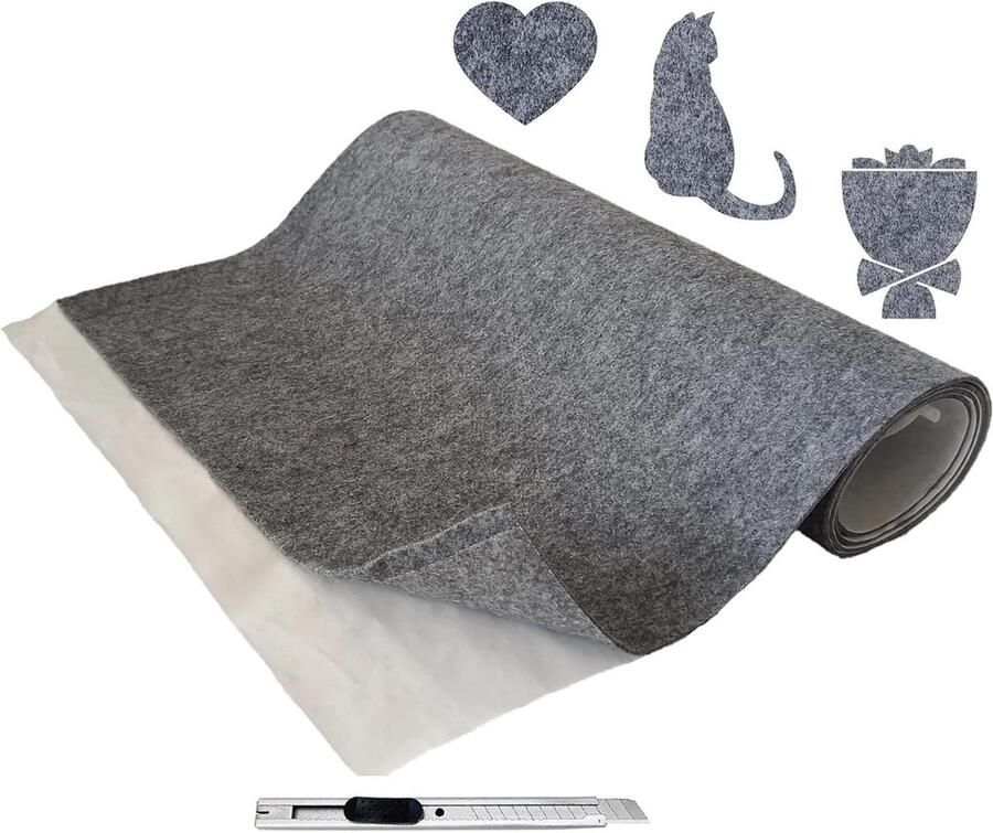 Viltglijders 40x200 cm Zelfklevend Multifunctioneel Rol 2 mm dik Viltplakband Stoelmeubelpoten Vloerbescherming Ruisonderdrukking Fotolijst Boxvoering Grijs