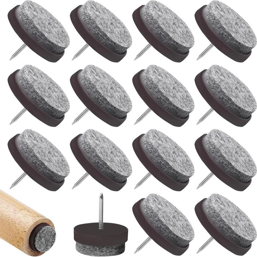 Viltglijders 60 stuks spijkers schroeven professionele meubelglijders stoelglijders vilt om vast te spijkeren voor laminaat parket stoel Ø 22 mm 5 mm dikte