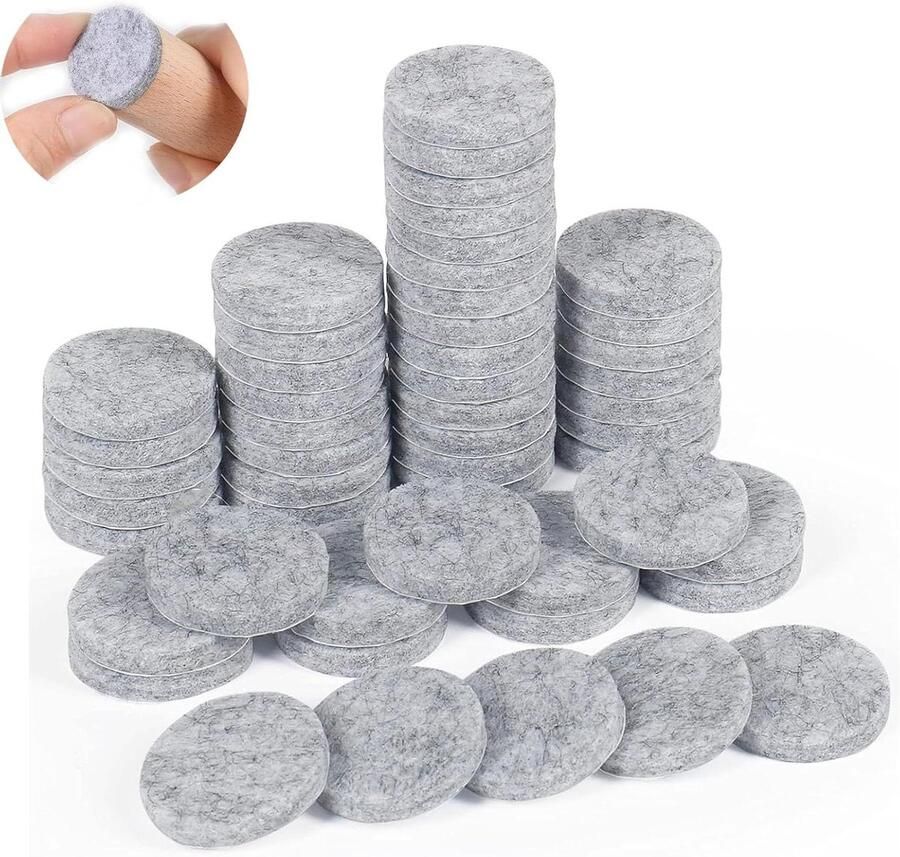 Viltglijders rond zelfklevend 60 stuks 50 mm vilten pads voor meubels vloeren stoelen meubelpoten (grijs)