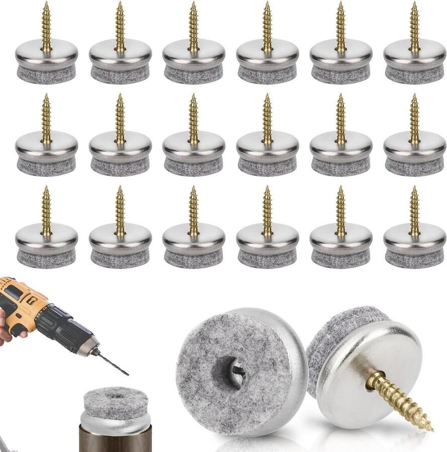 Viltglijders schroeven 22 mm rond 55 mm dik 50 stuks (grijs)