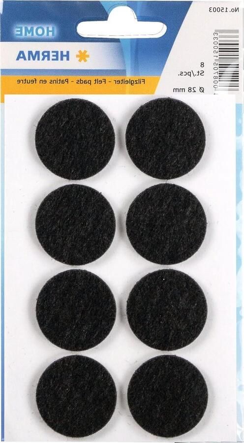Viltglijders zelfklevend rond zwart Ø 28 mm 8 stuks (voor stoelen en meubels)