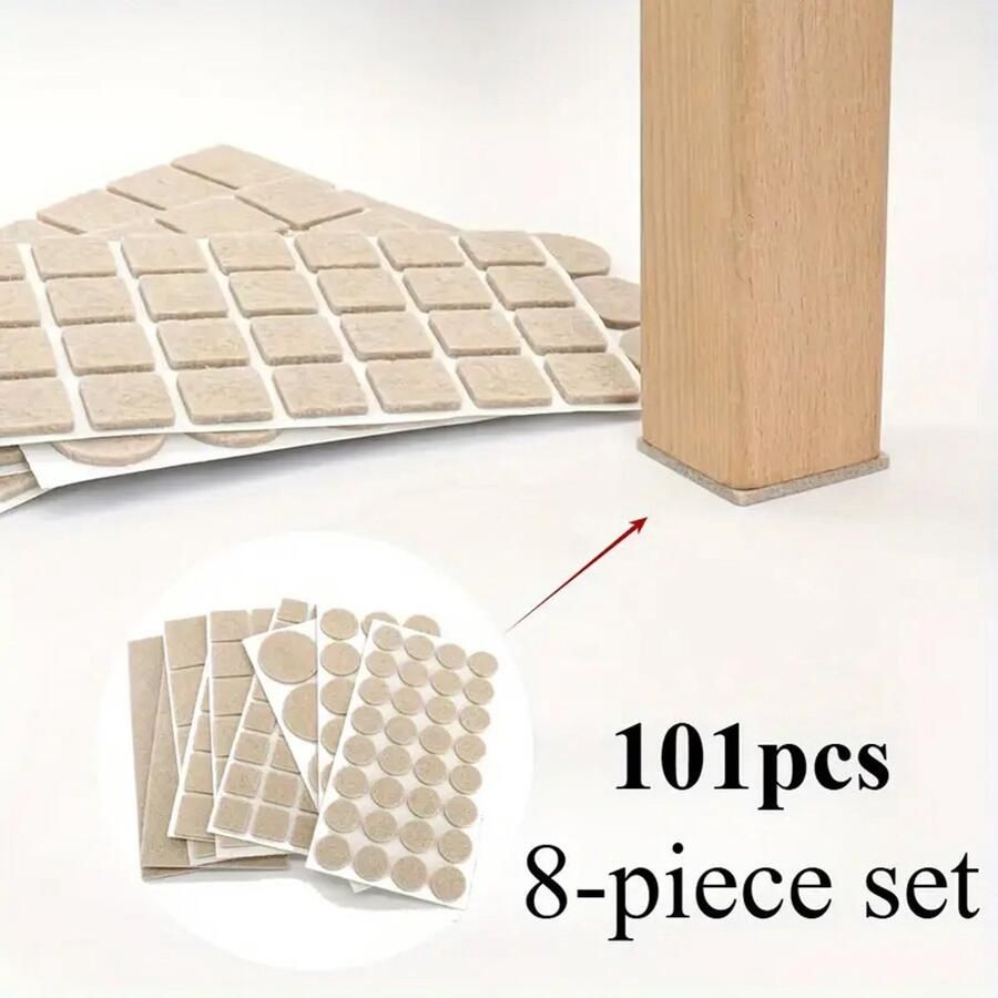 Viltpads Voor Hardhouten Meubels 101 Stuks Meubelpads Vloerbeschermers Voor Hardhouten Vloeren Viltpads Voor Meubels (Gebroken Wit)