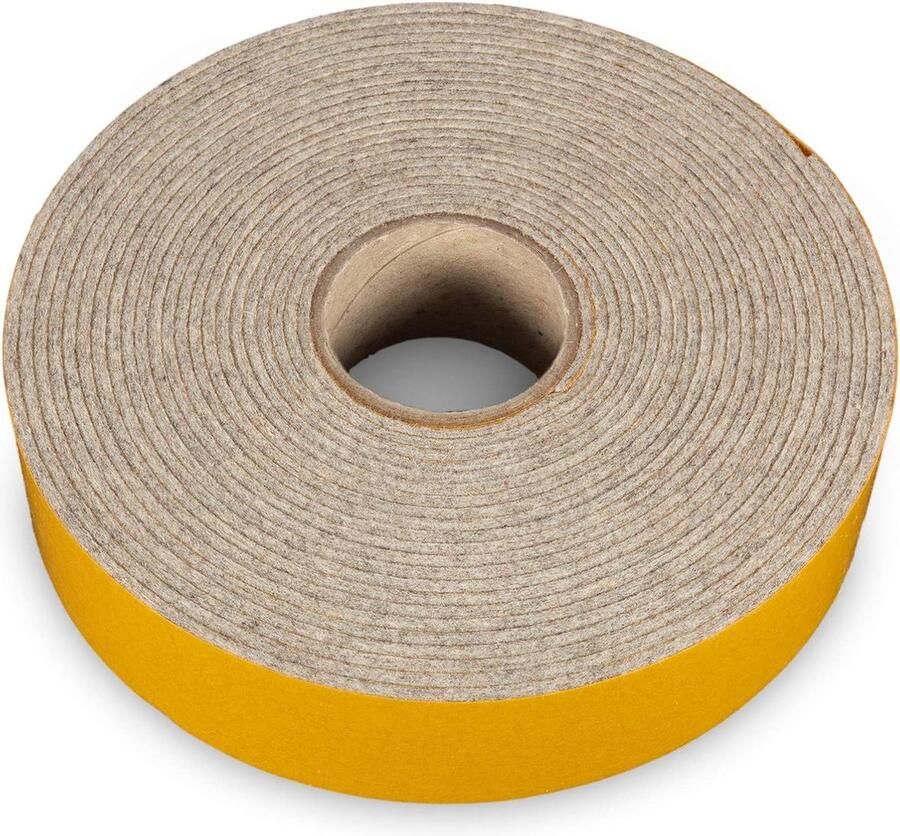 Vilttape zelfklevend grijs gevlekt 30 mm breed 2 mm dik 6 m lang isolatie bescherming rammelen Made in Germany