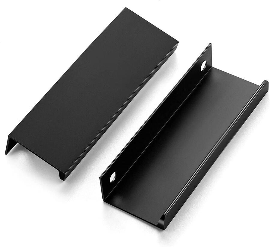 Vingerrand pull verborgen handvatten 6 stuks zwart aluminium