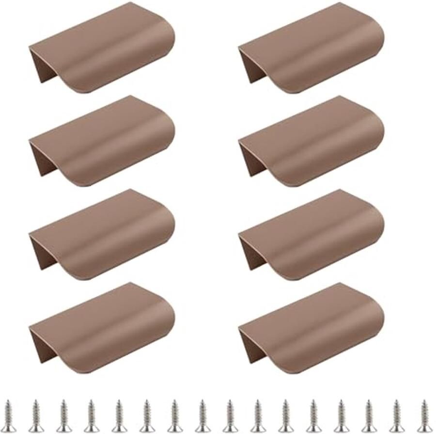 Vingerrand Trekt Moderne Dressoir Lade Handgrepen Aluminium Verborgen Tab Pull voor Keuken Garage Badkamer 50 mm Bruin