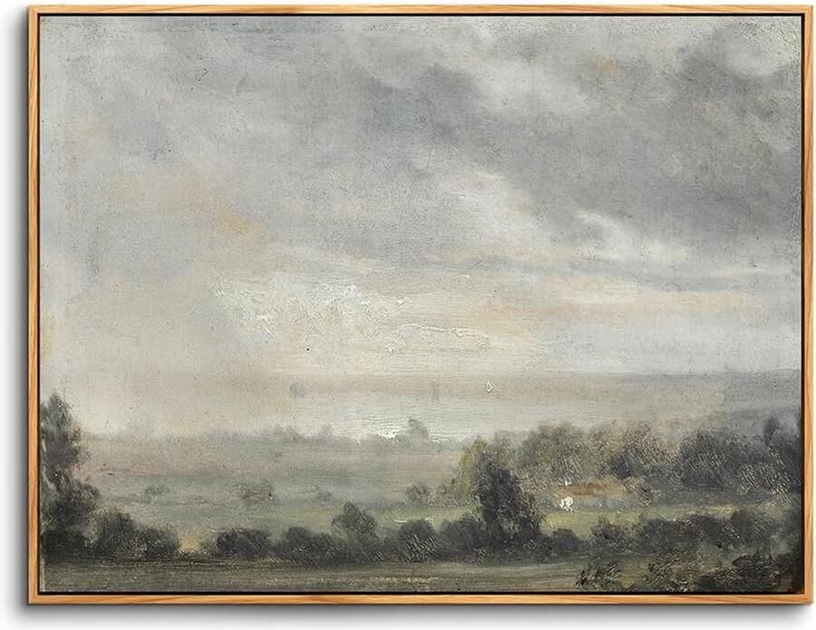 Vintage afbeeldingen op canvas met lijst hout 20 x 25 cm kleine wandafbeeldingen voor woonkamer natuur landschap foto esthetisch wanddecoratie slaapkamer schilderij bureau