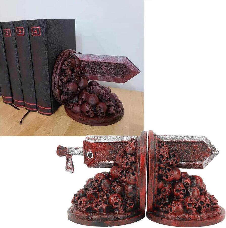 Vintage Anime Boekensteunen met Drakendoder Ontwerp Decoratieve Boekensteunen voor Bureaus