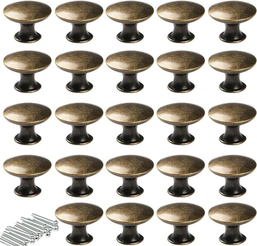 Vintage antiek messing ladeknoppen 30 mm diameter set van 24 groen brons