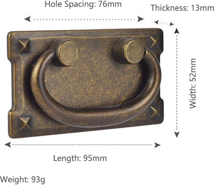 Vintage Antieke Brons Lade Ring Trek Handvatten Kabinet Deur Meubels Handvat Decoratie 4 stks