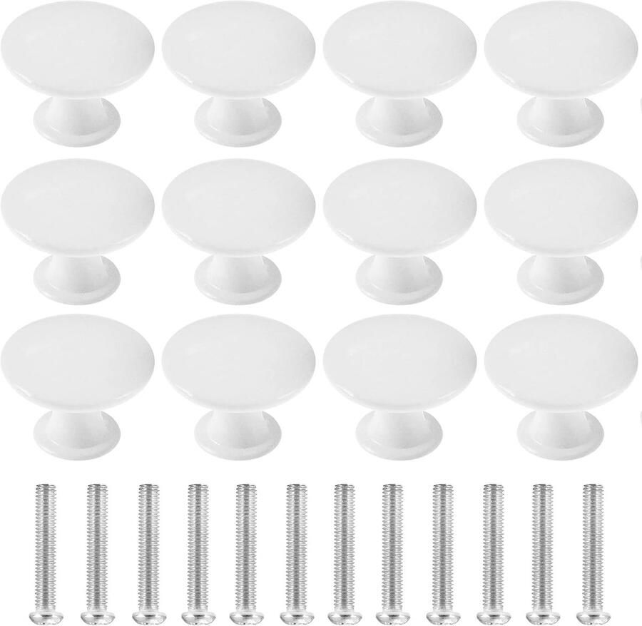 Vintage antieke messing ladeknoppen 12 stuks diameter 30 mm wit