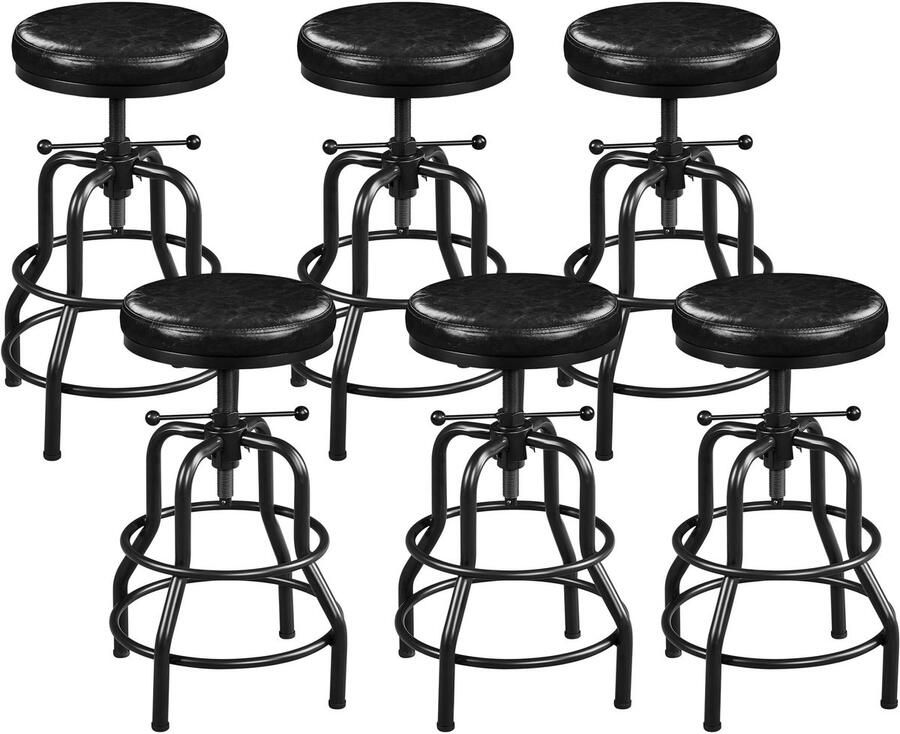 Vintage barkrukken in hoogte verstelbaar 54 5 71 5 cm barstoel met dik kussen tot 136 kg belastbaar voor eetkamer keuken bar salon café zwart