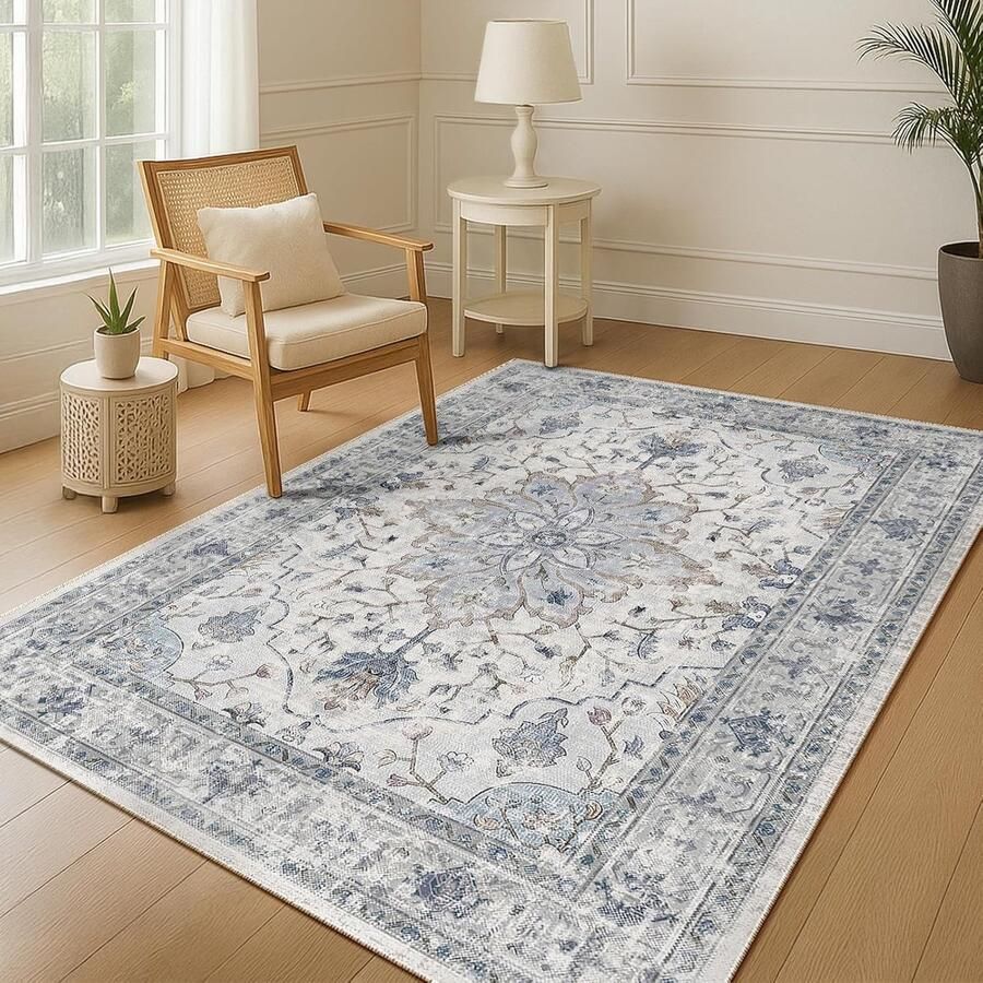 Vintage Bloemen Tapijt Machine Wasbaar Antislip 1 stuk Polyester