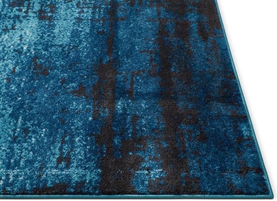 Vintage Blue Modern Distressed Accent Area Rug Sydney 22043