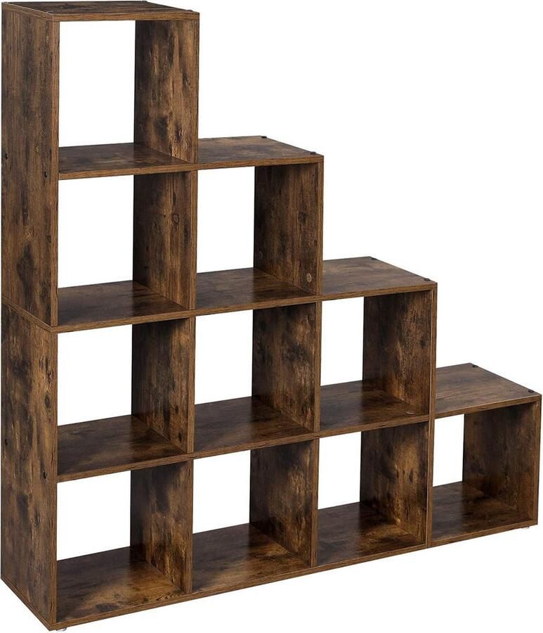 Rootz Living Rootz Vintage boekenplank Donkerbruine boekenkast Chique en praktisch Veel opbergruimte Eenvoudige constructie Spaanplaat 129 5 cm x 29 cm x 129 5 cm