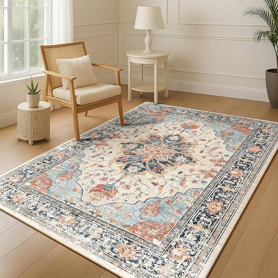 Vintage Boho Vloerkleed 120x180 cm Antislip Tapijt voor Binnenhuis Beige