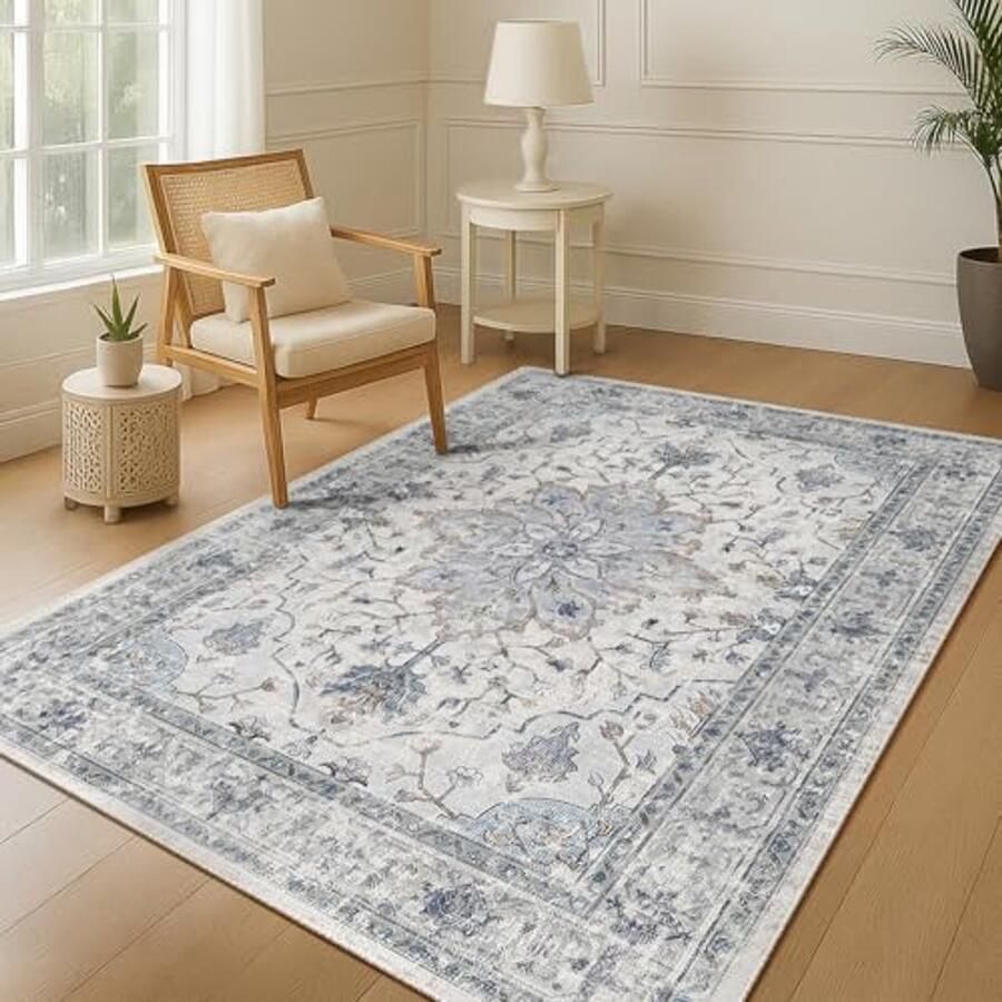 Vintage Boho Vloerkleed 150x210 cm Laagpolig Antislip Tapijt voor Woonkamer en Slaapkamer