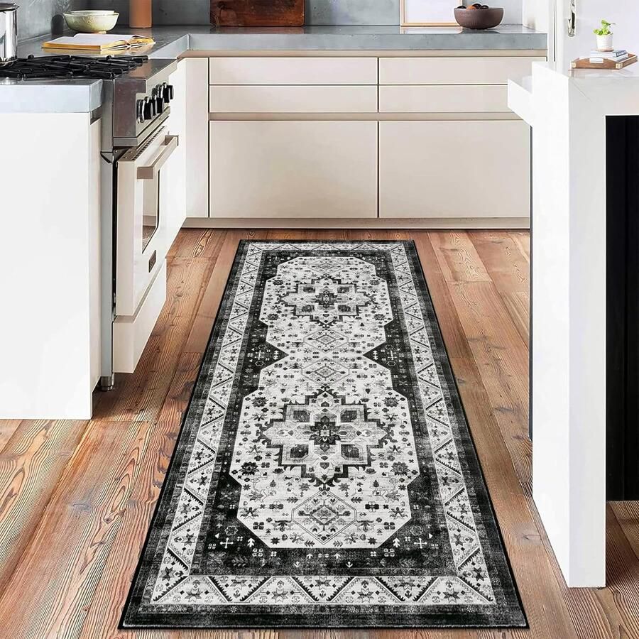 Vintage Boho vloerkleed antislip wasbaar 80 x 150 cm