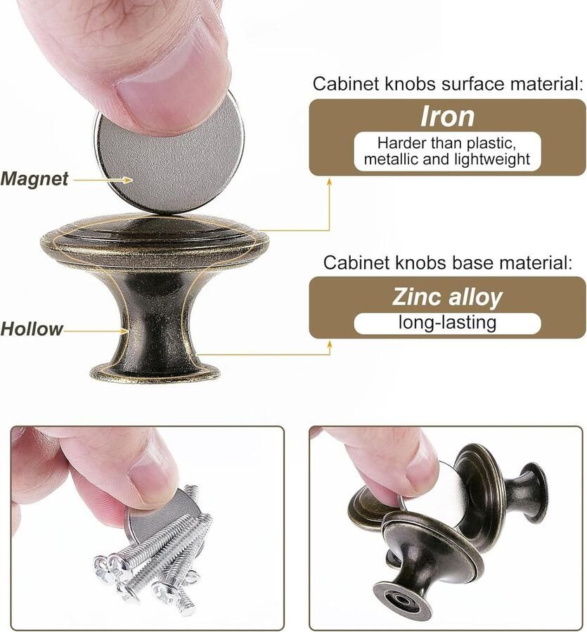 12 stuks vintage kastknoppen chique ladeknoppen antieke messing keukenkasthandgrepen 30 mm ronde meubeldeurknoppen Vintage