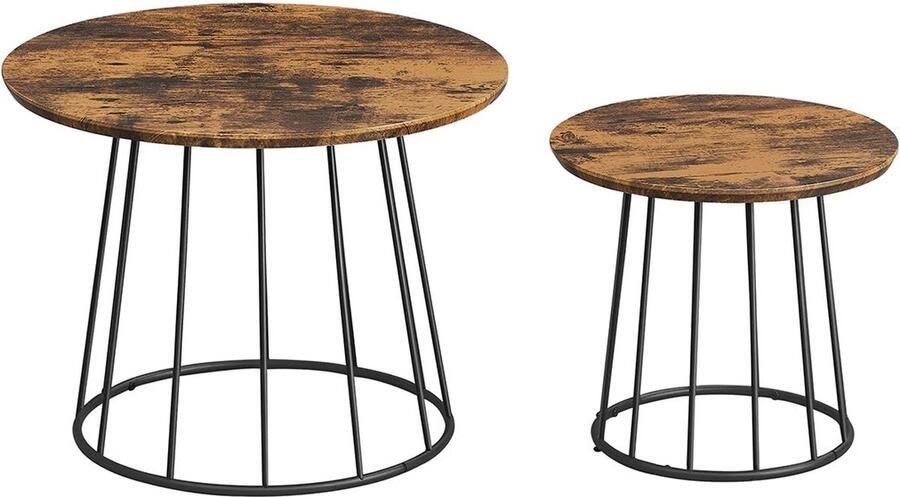 Rootz Living Rootz Vintage Bruin 2-delige set bijzettafels MDF en staal 60 cm x 45 cm en 41 5 cm x 37 cm 9 1 kg. Max. belasting 25 kg per tafel