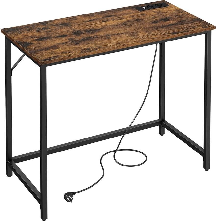 Rootz Living Rootz Vintage Bruin-Zwart Bureau Schrijftafel Studiebureau Spaanplaat en Staal Ruim oppervlak Eenvoudige montage 50 cm x 100 cm x 76 cm