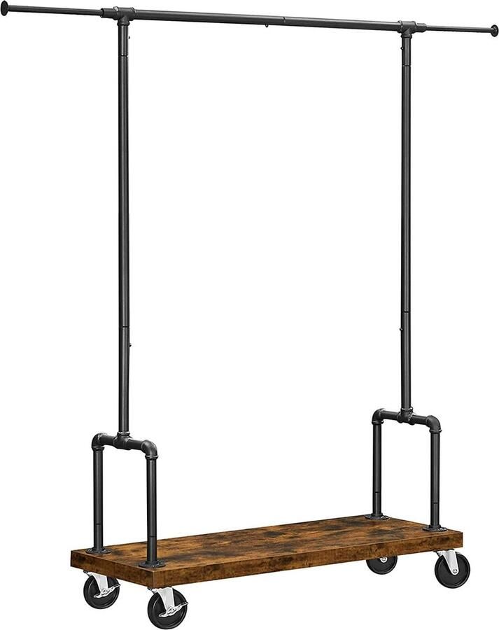 Rootz Living Rootz Vintage Bruin-Zwart Kledingrek Kledingstandaard Kledingkast Organizer Spaanplaat en Staal 110-168cm x 40cm x 160cm Heavy-Duty Eenvoudige montage