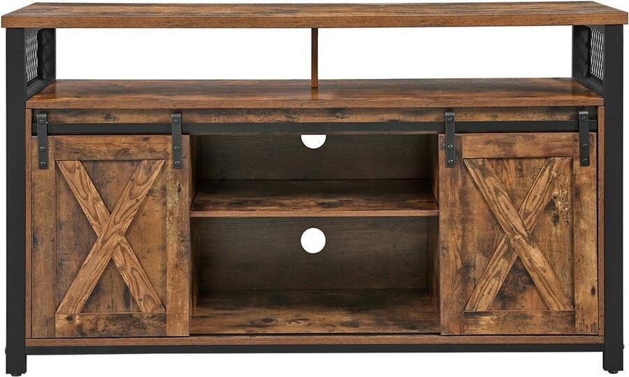 Rootz Living Rootz Vintage bruin-zwart tv-meubel entertainmentcentrum mediaconsole spaanplaat en staal 135 cm x 40 cm x 76 cm 41 5 kg 50 kg maximaal draagvermogen 20 kg per plank accessoirepakket inbegrepen