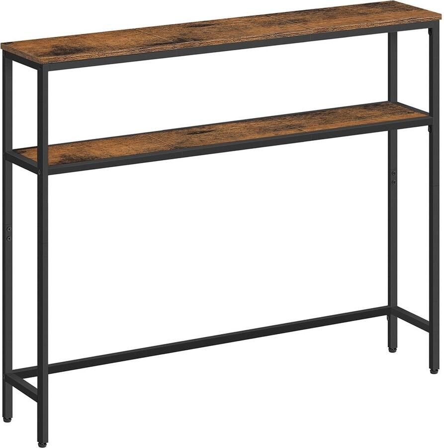 Rootz Living Rootz Vintage Bruin-Zwarte Console Tafel Spaanplaat Staal Bijzettafel Rustieke Stijl 20cm x 100cm x 80cm