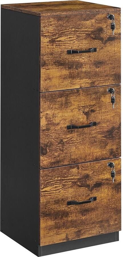 Rootz Living Rootz Vintage bruin-zwarte spaanplaat archiefkast opbergkast organizer stevige constructie ruim ontwerp eenvoudige montage 40 cm x 41 cm x 103 cm