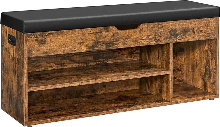 Rootz Living Rootz Vintage Bruine Schoenenbank Ingangsbank Opbergbank Spaanplaatconstructie 30cm x 100cm x 44cm