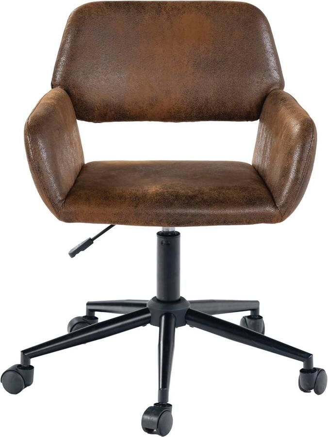 Vintage bureaustoel Bruin Hoogte verstelbaar 360° draaibaar Comfortabel en Stijlvol