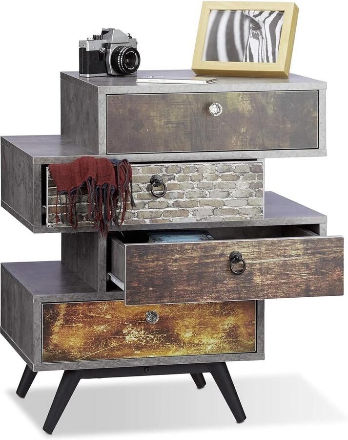 Vintage commode met lades Shabby Chic stijl Grijs