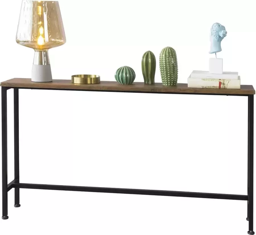 Vintage console tafel metalen hal tafel decoratieve tafel dressoir bijzettafel naturel zwart BHT ca: 120x65x20cm