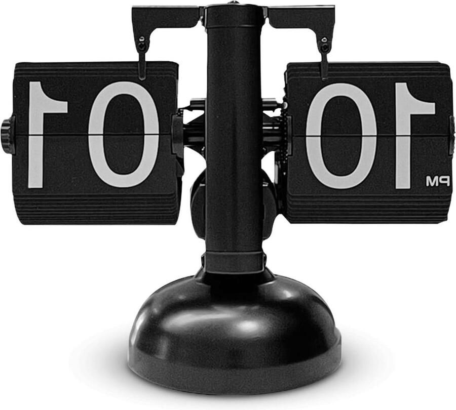 Vintage Design Flip Desk Clock Retro Flip Clock Met Interne Tandwielaandrijving Zwarte Tafelklok Op Batterijen