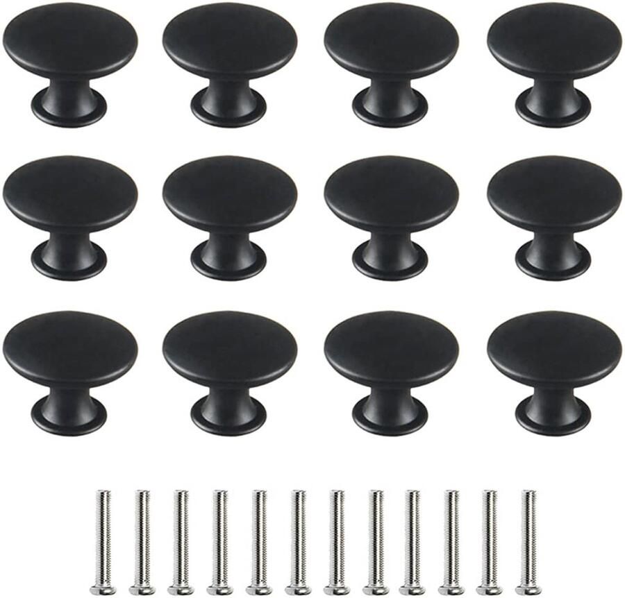 Vintage deurknoppen meubelgrepen 12 stuks zwart