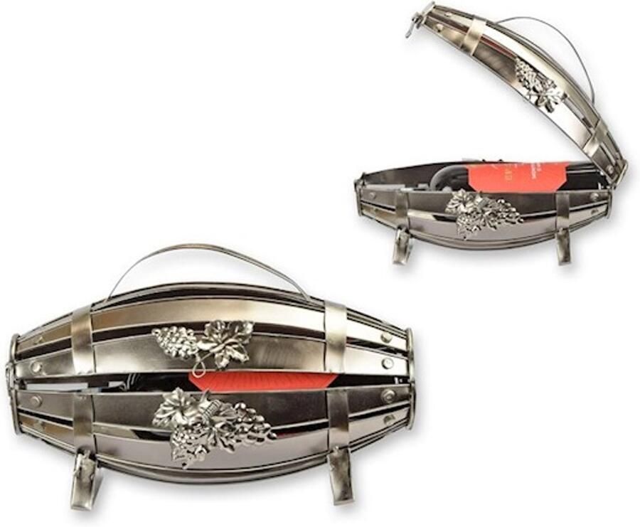 Vintage Flessenhouder Tin – Decoratieve Wijnrek in de Vorm van een Vat – Stoer Industrieel Design – Uniek Cadeau voor Wijnliefhebbers