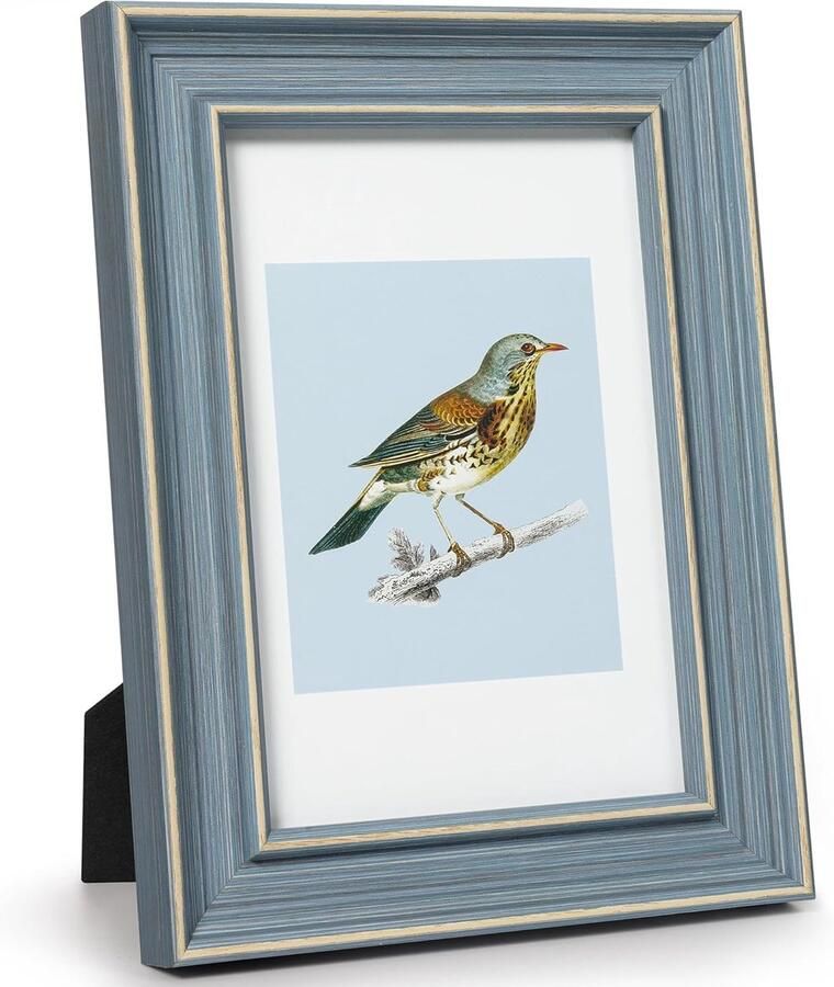 Vintage fotolijst 10x15 cm Retro decoratie voor muur en tafel Blauw