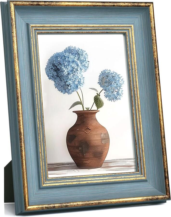 Vintage fotolijst 13x18 Retro antiek blauw goud Decoratie voor muur en tafel Geschikt voor geschenken