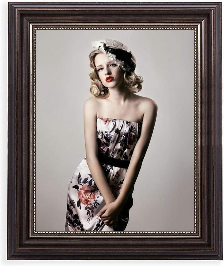 Vintage fotolijst 20 x 25 cm shabby chic retro fotolijst om op te hangen of neer te zetten op tafel 25 x 20 cm cadeau voor moeder verloofde bruiloft verjaardag (bruin)